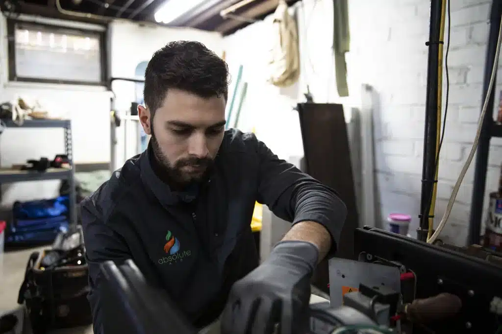 Absolute Heating & Air employee boiler training in Morgantown, WV