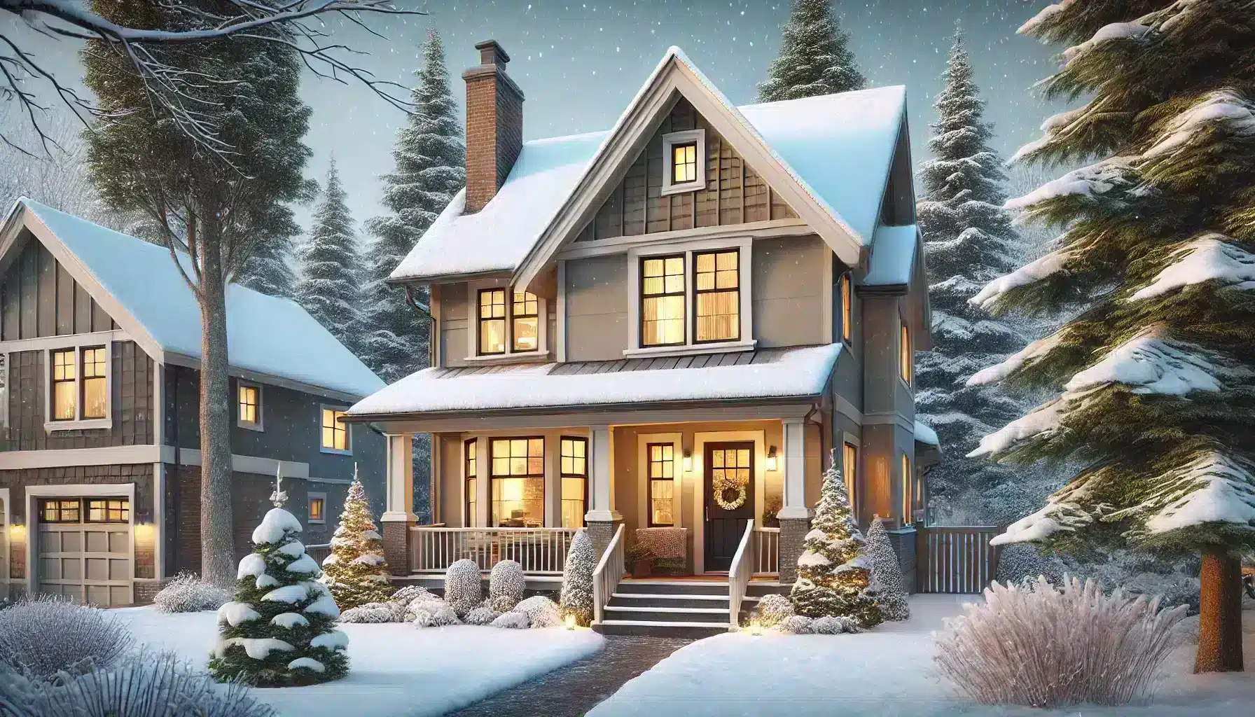 front exterior of single family home during winter