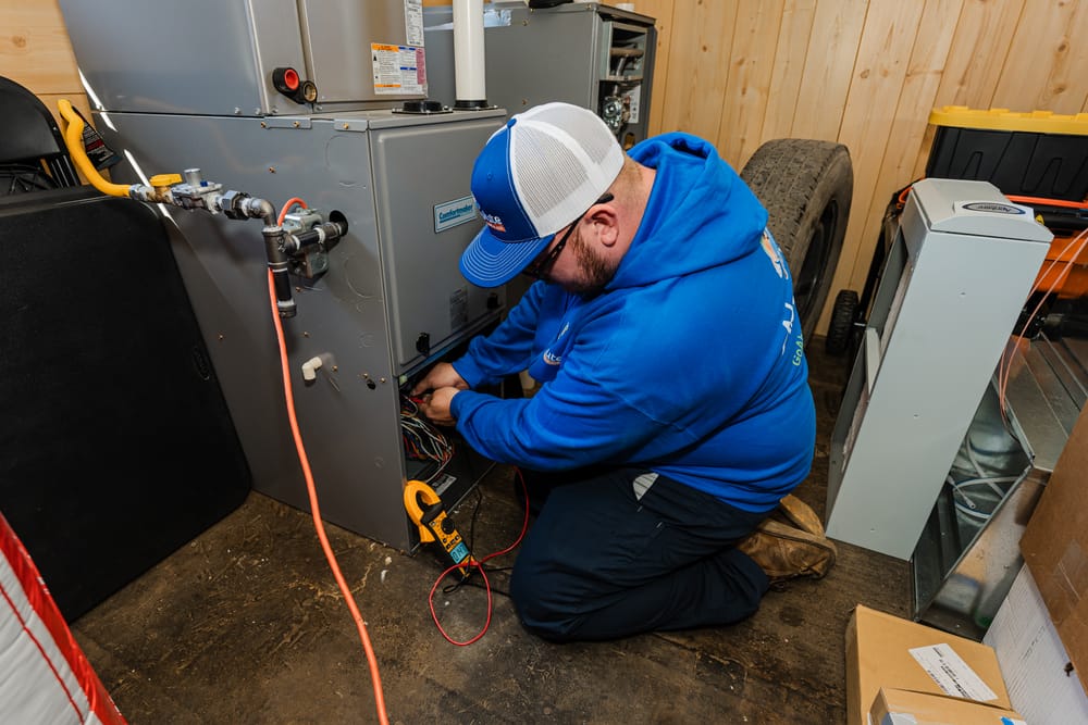 Technician installing heater.