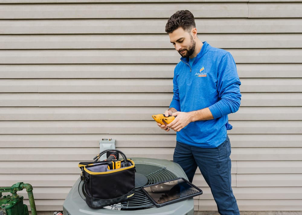 Technician getting ready to repair heating.