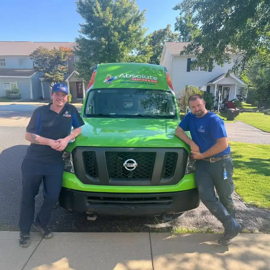 Absolute Heating & Air truck and techs ready to service home